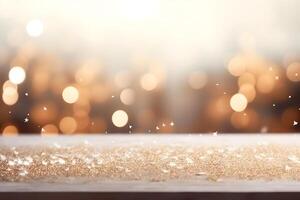 AI generated abstract bright snowy winter background with bokeh, neural network generated image photo