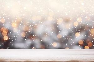 AI generated abstract bright snowy winter background with bokeh, neural network generated image photo