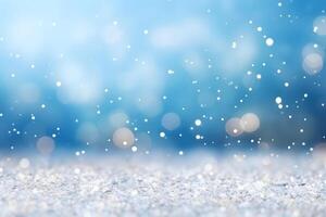 AI generated abstract bright snowy winter background with bokeh, neural network generated image photo