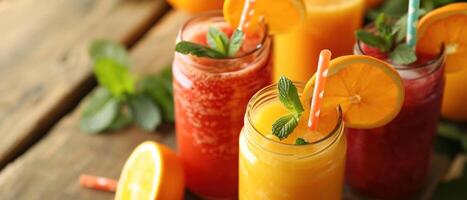 AI generated drink juices healthy fruit smoothies photo