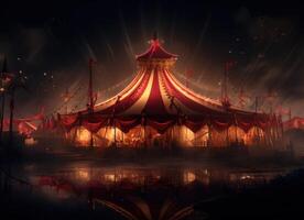 AI generated image of the lightpulled circus at nighttime photo