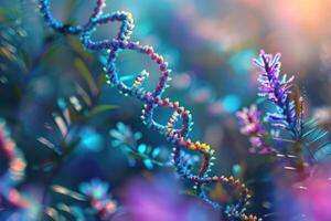 AI generated a beautiful image of colorful dna photo