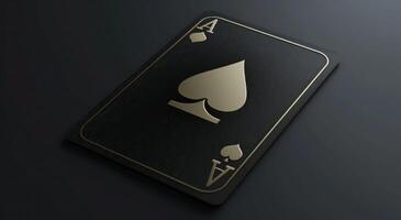ai generado un negro tarjeta de póker en el formar de un pala en un negro gris foto