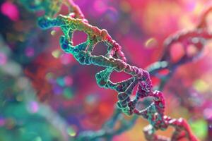 AI generated a beautiful image of colorful dna photo