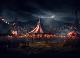 AI generated circus at night in the dark photo