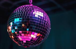 AI generated colorful disco ball on the black background photo