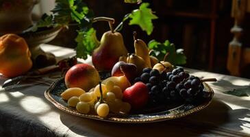 ai generado gratis Fruta en un plato foto