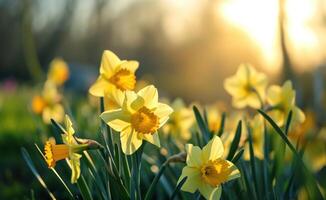 AI generated daffodils in the summer, photo