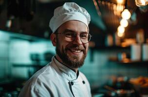 ai generado un joven sonriente cocinero un empresario foto