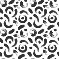 Brush strokes seamless pattern. Grunge curved lines, circles an dots texture. Abstract modern brushstroke scribbles and smudges vector print
