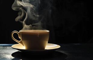 AI generated coffee cup with steam coming out of it photo