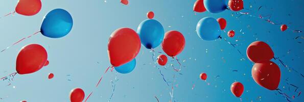 AI generated bright colored balloons floating in the sky photo