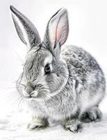 AI generated gray rabbit on a white background photo