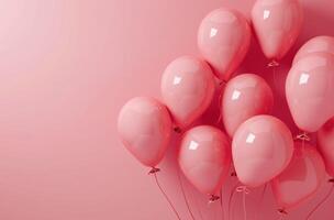 AI generated pink balloons with a pink backdrop photo