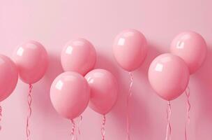 AI generated pink balloons with a pink backdrop photo