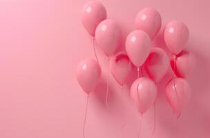 AI generated pink seamless helium balloons on a pink background photo