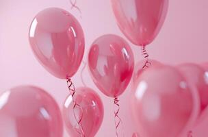 AI generated pink balloons with a pink backdrop photo