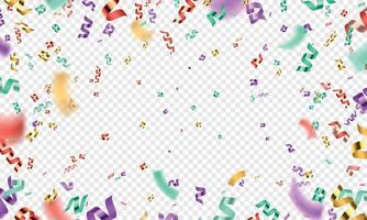 Colorful 3d confetti explosion, party or carnival background. Realistic falling glitter serpentine. Birthday celebration vector decoration