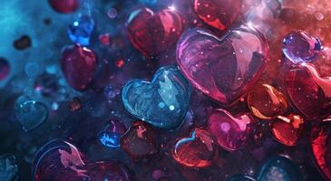 AI generated there is an artistic background image of different hearts photo