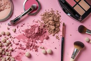 AI generated cosmetics on a pink background photo