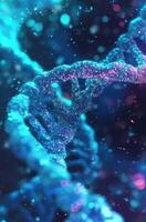 AI generated strands of blue dna as a dark background strands of blue dna photo