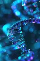 AI generated strands of blue dna as a dark background strands of blue dna photo