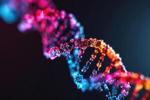 AI generated colorful dna on a black background photo