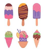 Ice cream of set, sundae and chocolate vector