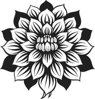 Graceful Flower Vector Black Signature Minimalistic Bloom Symbol Iconic Design