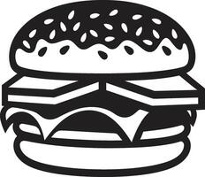 Flavorful Essence Black Burger Delicious Delight Monochrome Burger Emblem vector