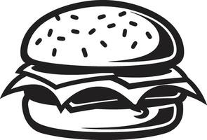 Gourmet Delight Black Vector Logo Tempting Burger Art Black Icon