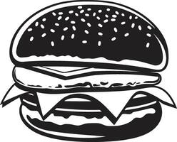 Flavorful Burger Black Vector Emblem Delicious Burger Essence Vector Icon