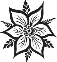 minimalista floral emblema negro logo detalle botánico elegancia negro vector icono