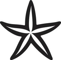 fondo del mar joya estrella de mar icónico marca de marea firma negro vector estrella de mar