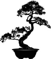 ai generado silueta bonsai árbol negro color solamente vector