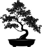 AI generated Silhouette bonsai tree black color only vector