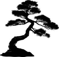 AI generated Silhouette bonsai tree black color only vector