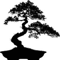 AI generated Silhouette bonsai tree black color only vector