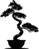 ai generado silueta bonsai árbol negro color solamente vector