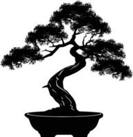 ai generado silueta bonsai árbol negro color solamente vector