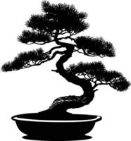 AI generated Silhouette bonsai tree black color only vector