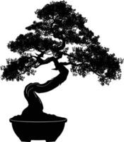 ai generado silueta bonsai árbol negro color solamente vector
