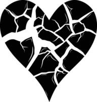 AI generated Silhouette broken heart love logo symbol black color only vector