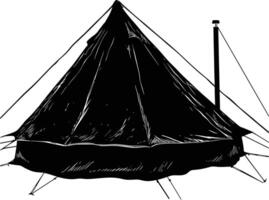 AI generated Silhouette camping tent black color only vector