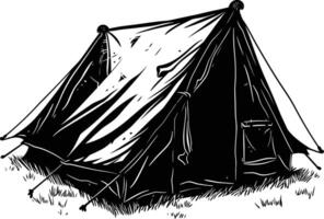 AI generated Silhouette camping tent black color only vector