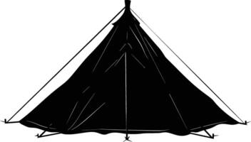 AI generated Silhouette camping tent black color only vector