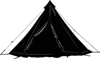 AI generated Silhouette camping tent black color only vector