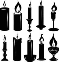 AI generated Silhouette Candles black color only vector