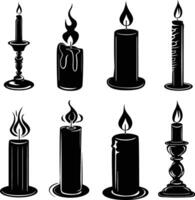 AI generated Silhouette Candles black color only vector