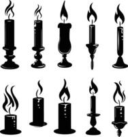 AI generated Silhouette Candles black color only vector